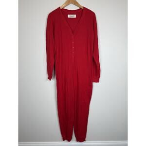 Vtg Victoria Secret Country Pajamas Red One Piece Waffle Knit Thermal Sz Small